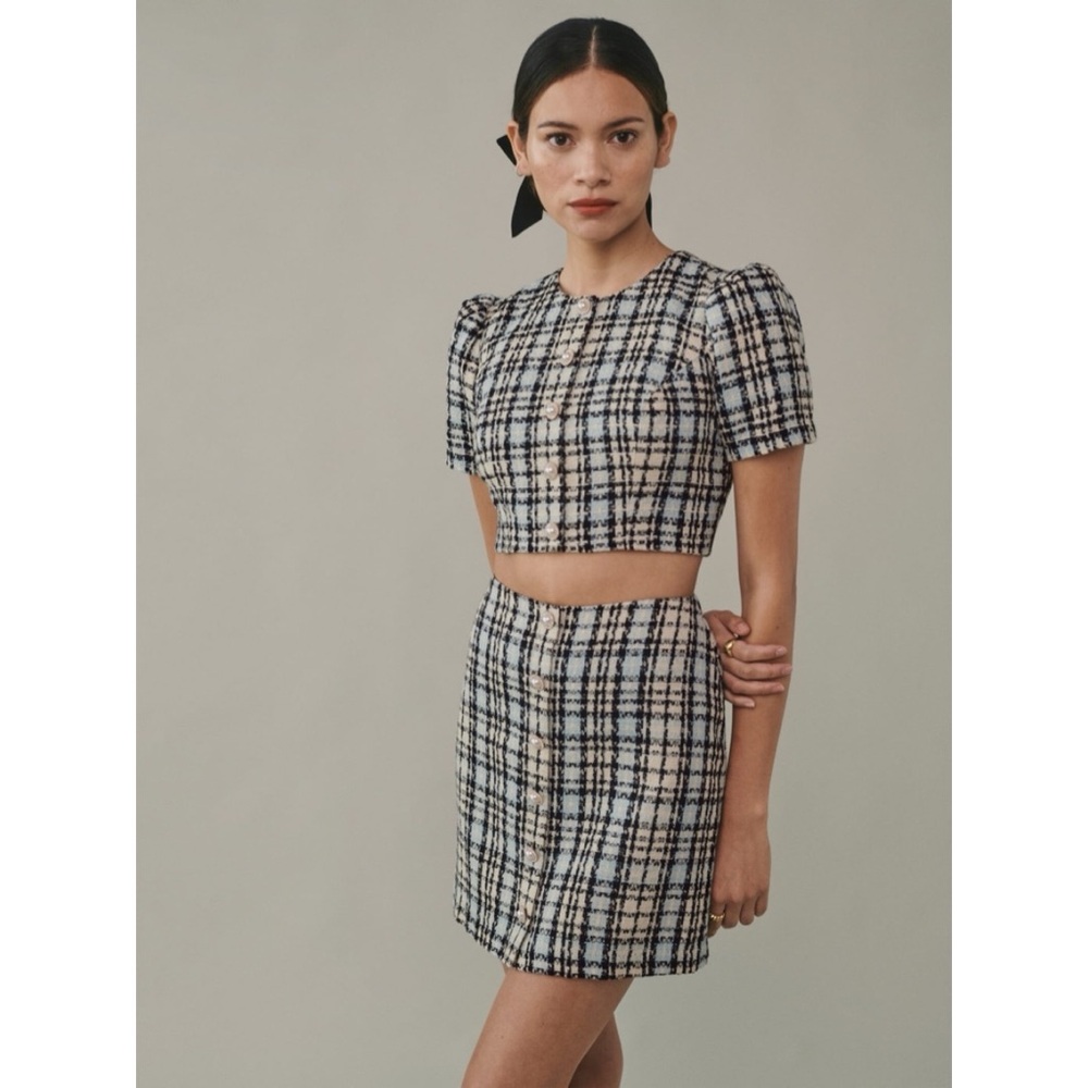 Reformation tweed top and skirt set